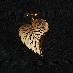 Trifari Gold Tone Brushed Leaf Pin